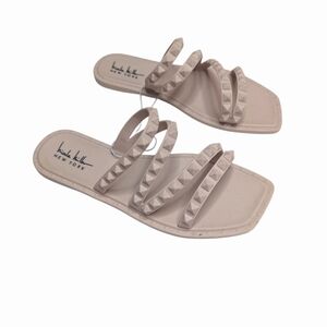 NICOLE MILLER Grecia Eva Nude Strappy Slip On Sandal Sz 7